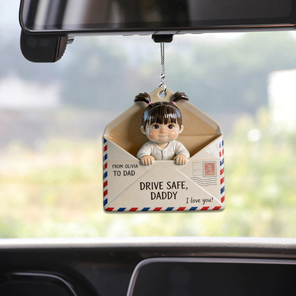 Brief für Papa, Fahr vorsichtig - Personalisierte Auto-Ornament für Väter