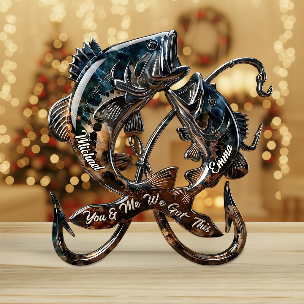 Du und ich, wir schaffen das – personalisierte Angelplakette aus Acryl in individueller Form