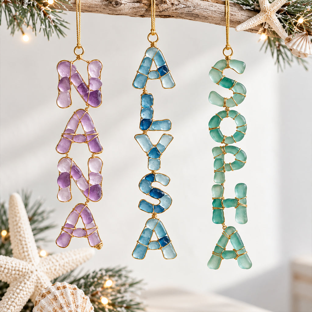 Sea Glass Styled Ornament - Personalized Family Ornament