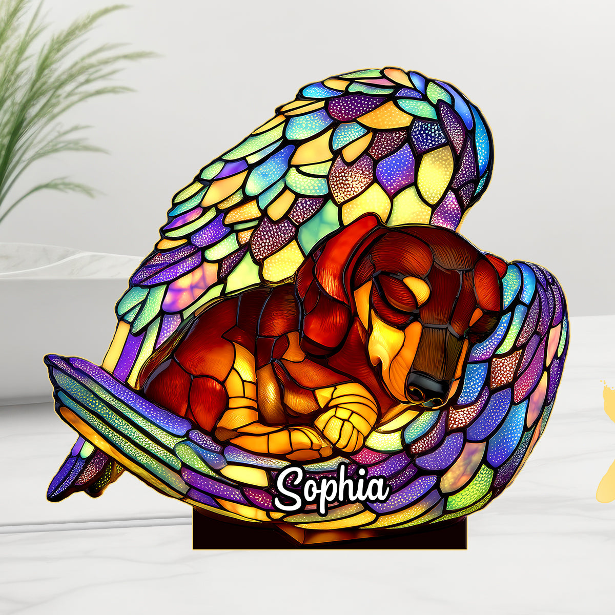 Sleeping Dachshund - Personalized Dachshund Acrylic LED Night Light