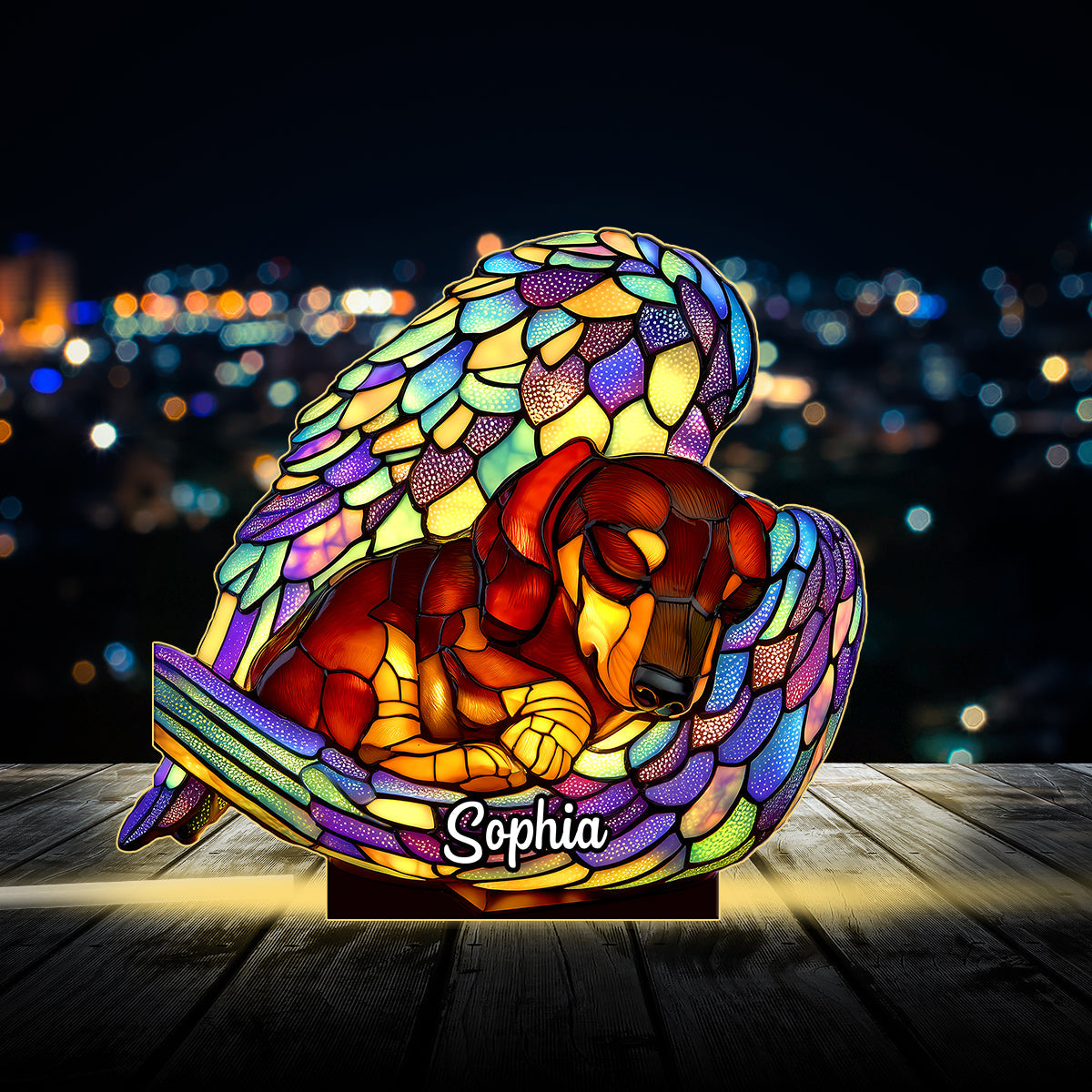 Sleeping Dachshund - Personalized Dachshund Acrylic LED Night Light