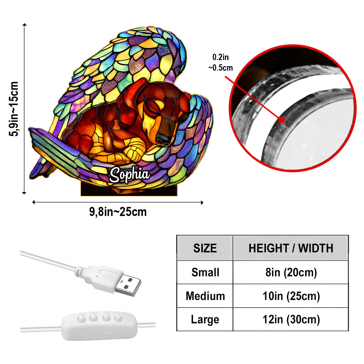 Sleeping Dachshund - Personalized Dachshund Acrylic LED Night Light