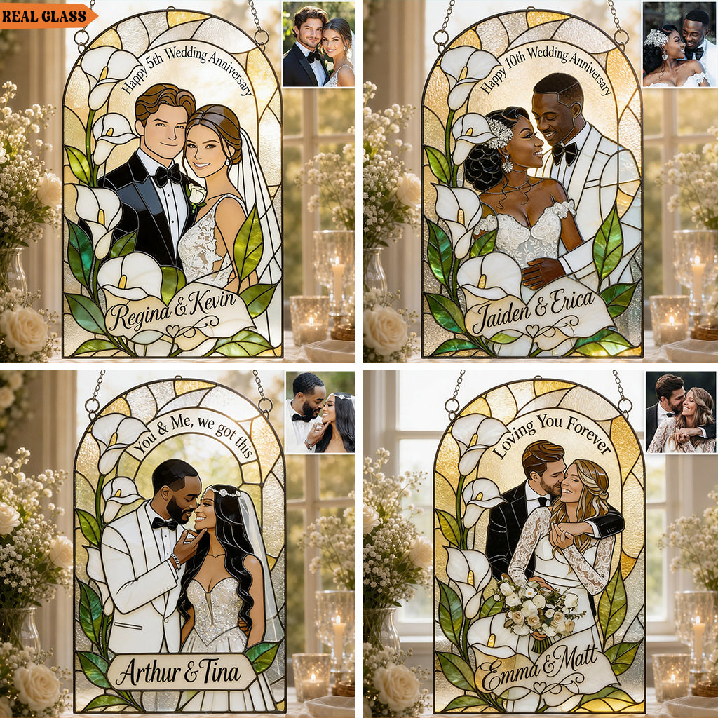 Meaningful Anniversary Couple Gift - Personalized wedding 3D Printed Glass Suncatcher