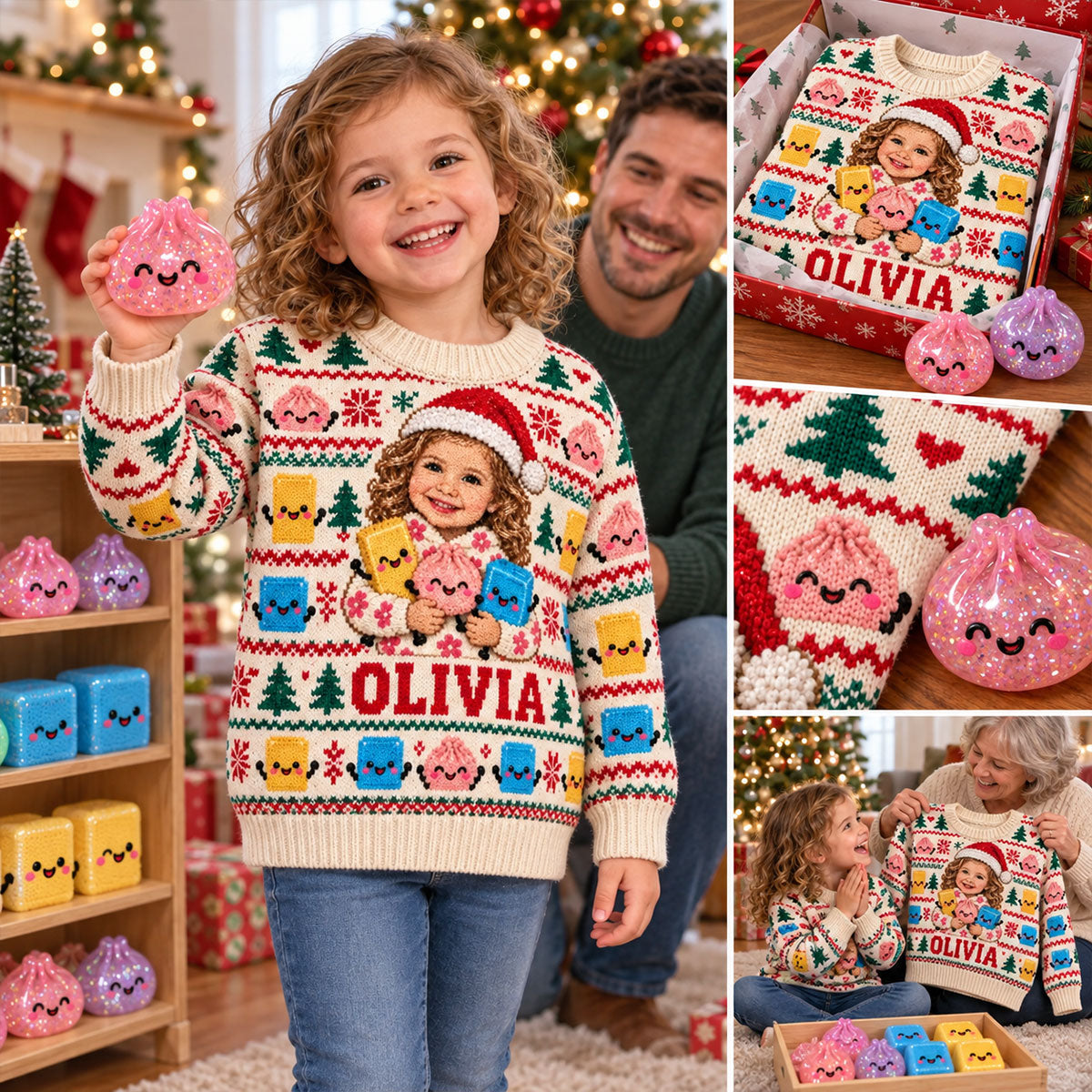 Merry Squishmas - Personalized Kid Ugly Sweater