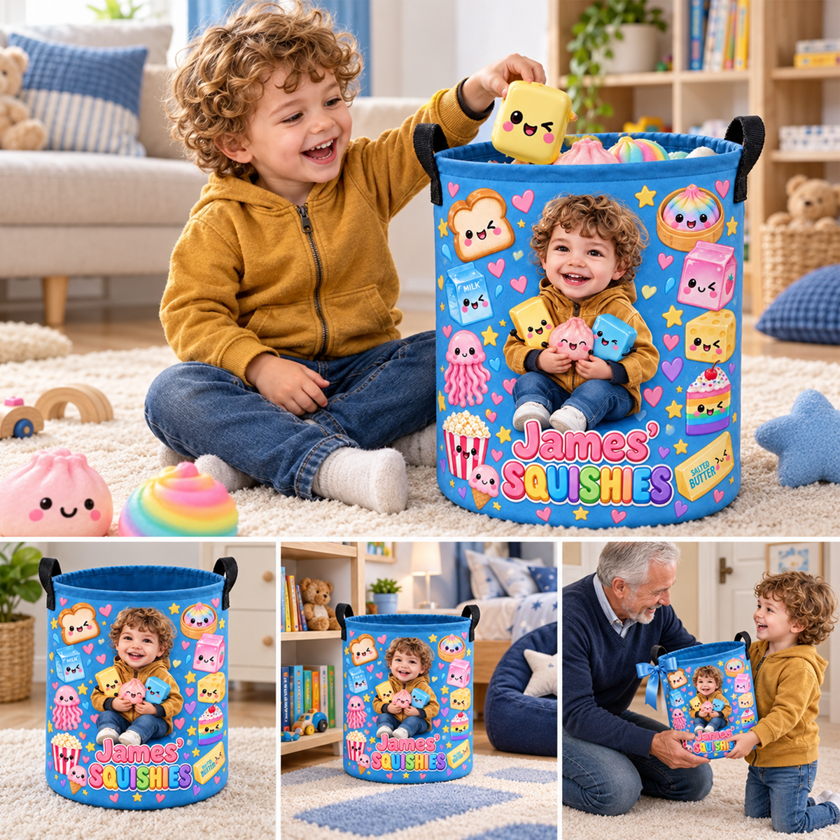 Squishy Basket Gift For kids - Personalized Kid Storage Basket