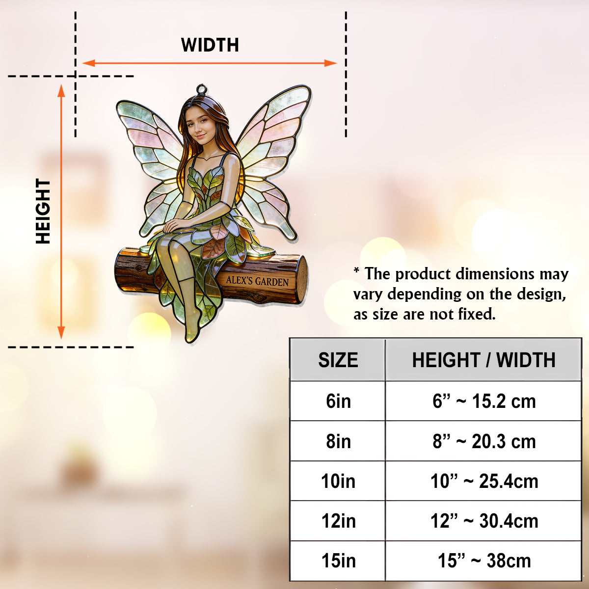 Individueller Feengarten nach Foto – Personalisierter Fensterhänger mit Sonnenfänger-Dekoration 