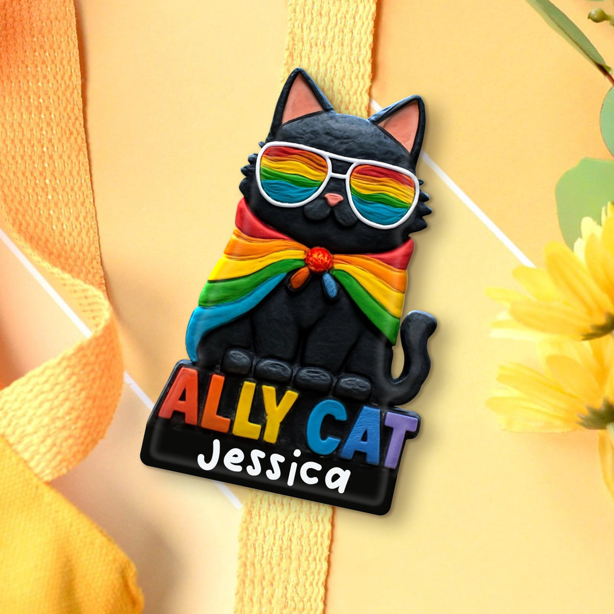 Ally Cat - Personalized LGBT Support Pin