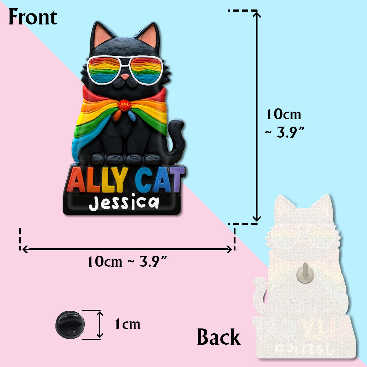 Ally Cat - Personalized LGBT Support Pin