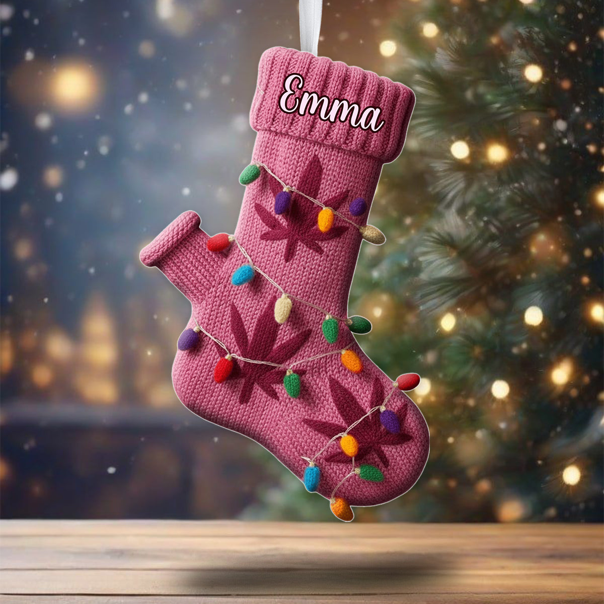 Joyeux Noël - Chaussette de Noël personnalisée en forme de mauvaise herbe