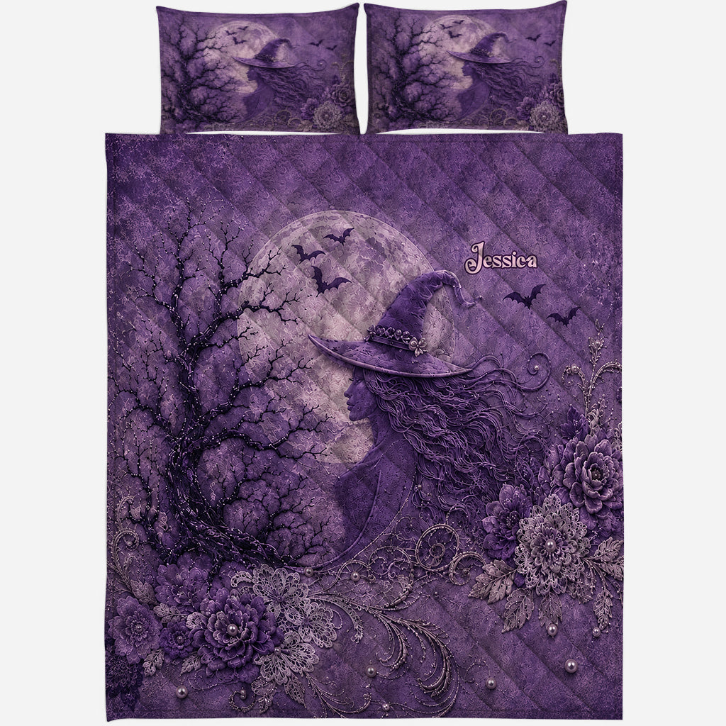 Magic Witch Pink Purple - Personalized Witch Quilt Set