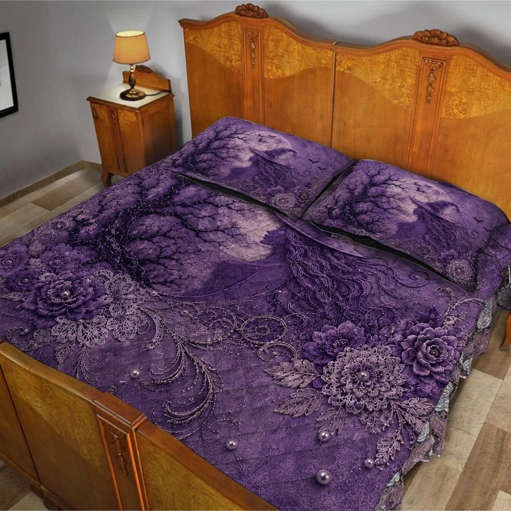 Magic Witch Pink Purple - Personalized Witch Quilt Set