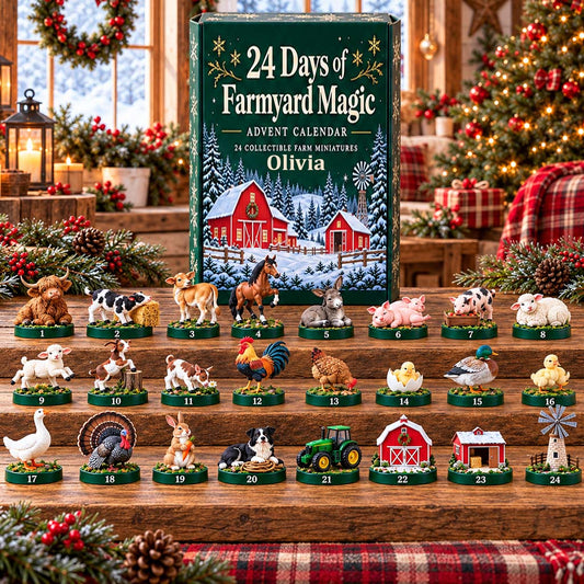 Christmas Farm - Personalized Farmer Advent Calendar With 3D Collectibles