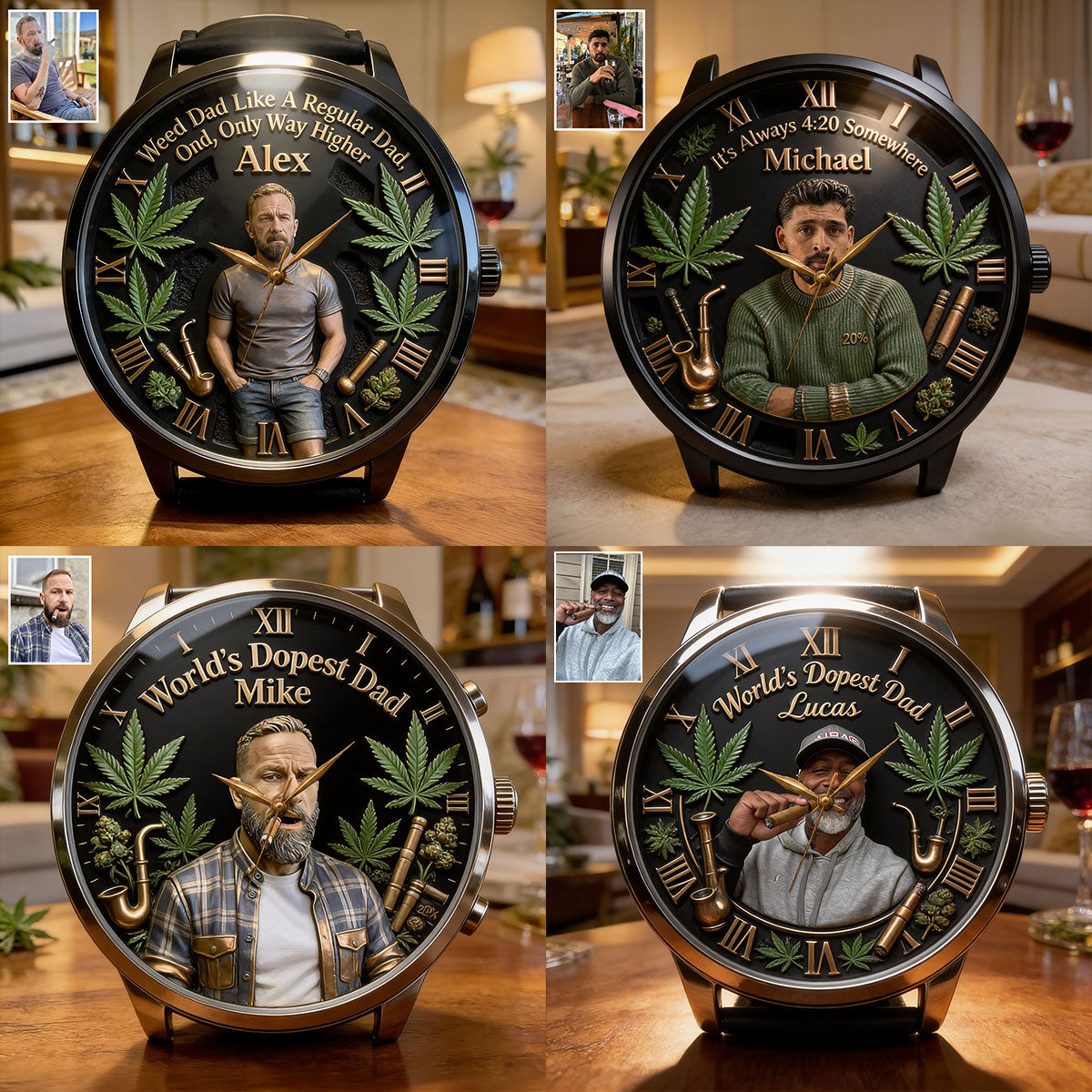 Der coolste Papa der Welt - Personalisierte Weed Handuhr