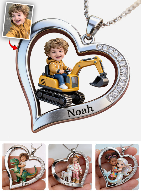 Custom Any Photo - Personalized Kid Shaped Metal Pendant Necklace