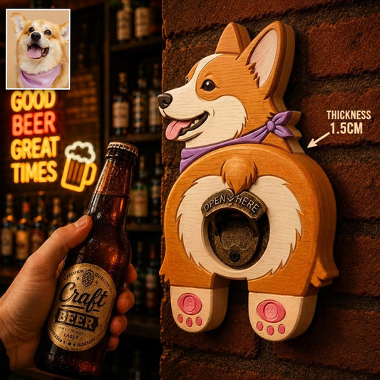 Cadeau pour Amateurs de Chiens, Cadeau Hilarant pour Amateurs de Bière - Ouvre-Bouteille Mural Personnalisé