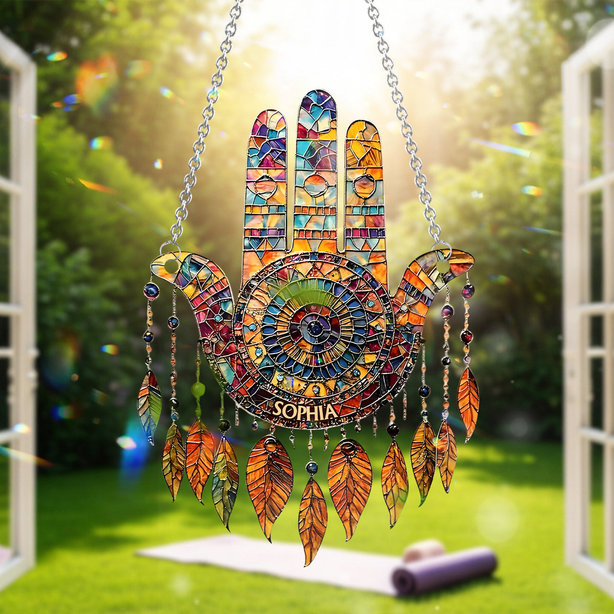 Bohemian Dream Catcher - Personalized Yoga Window Hanging Suncatcher Ornament