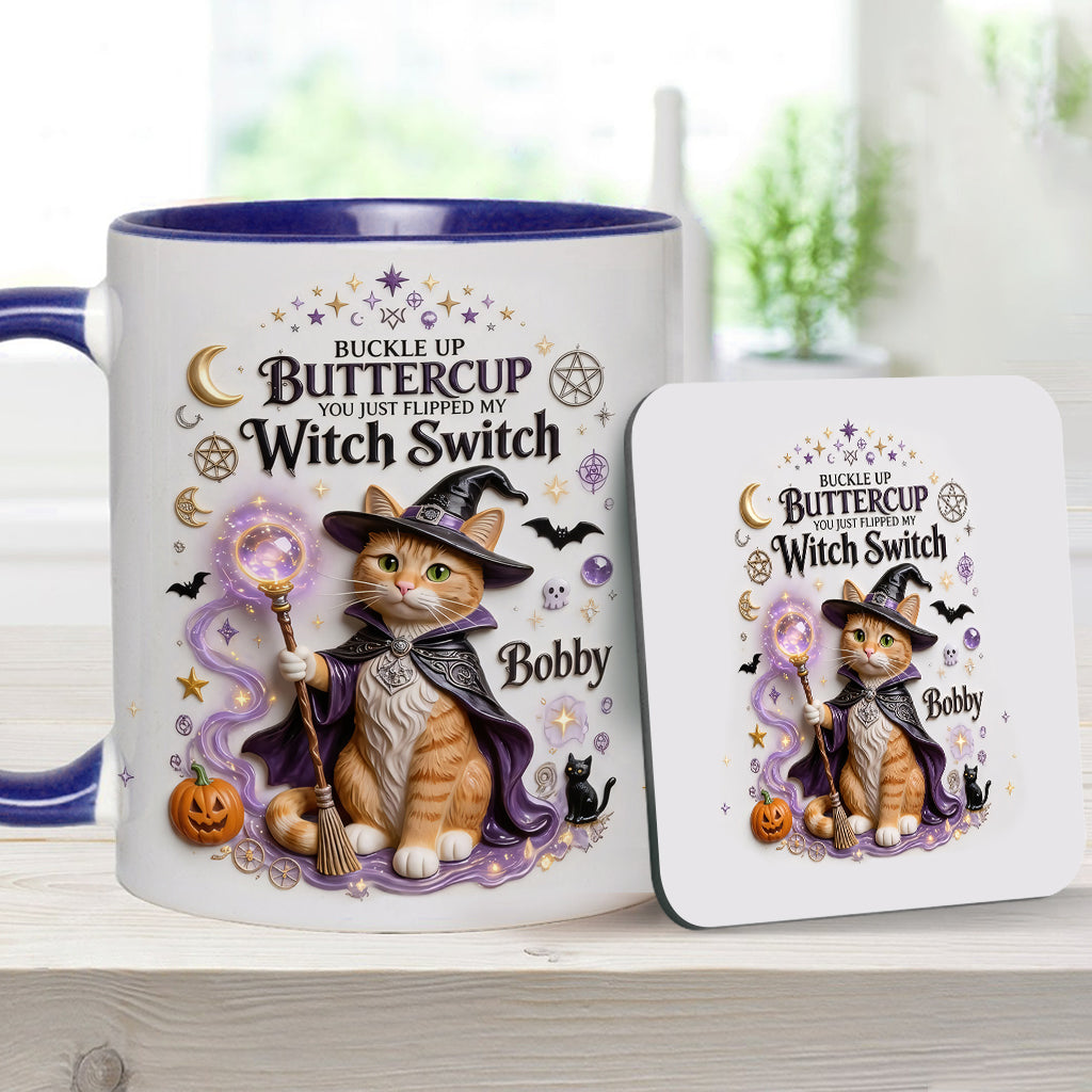 Cat Witch - Personalized Cat Accent Mug & Coaster