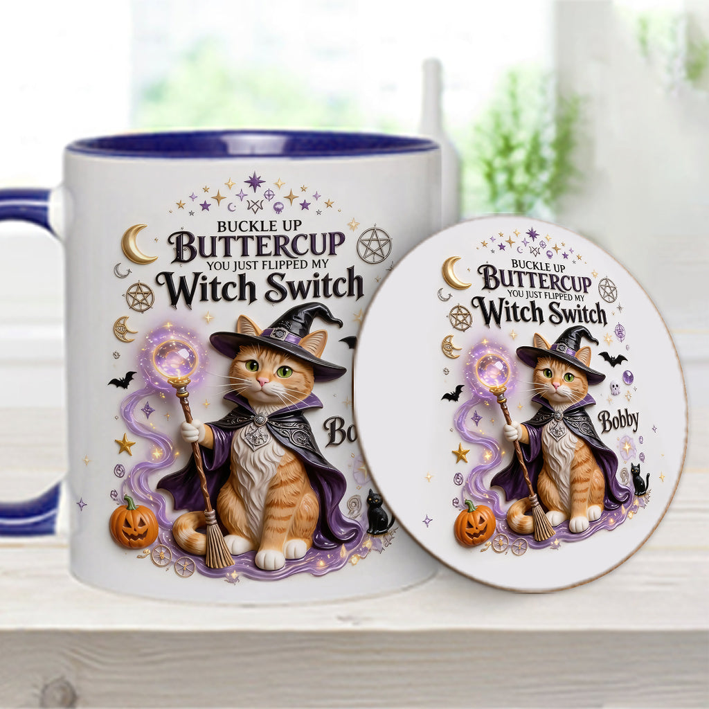 Cat Witch - Personalized Cat Accent Mug & Coaster