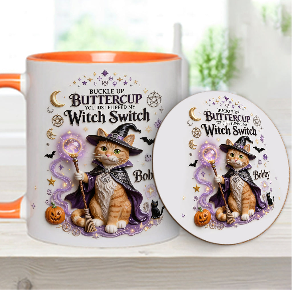 Cat Witch - Personalized Cat Accent Mug & Coaster