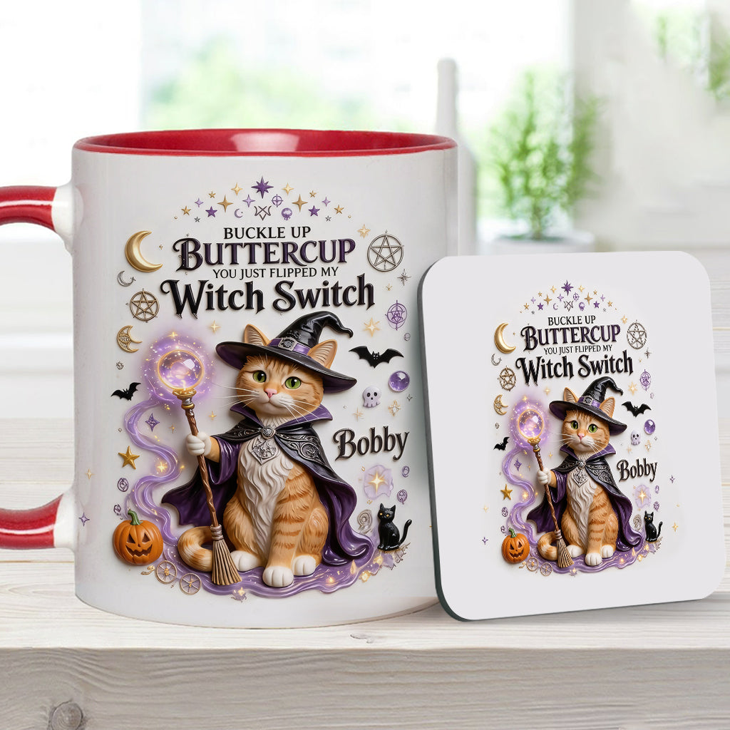 Cat Witch - Personalized Cat Accent Mug & Coaster