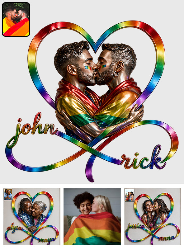 Liebe ist Liebe - Personalisierte LGBT Unterstützung 3D Gedrucktes Metallzeichen