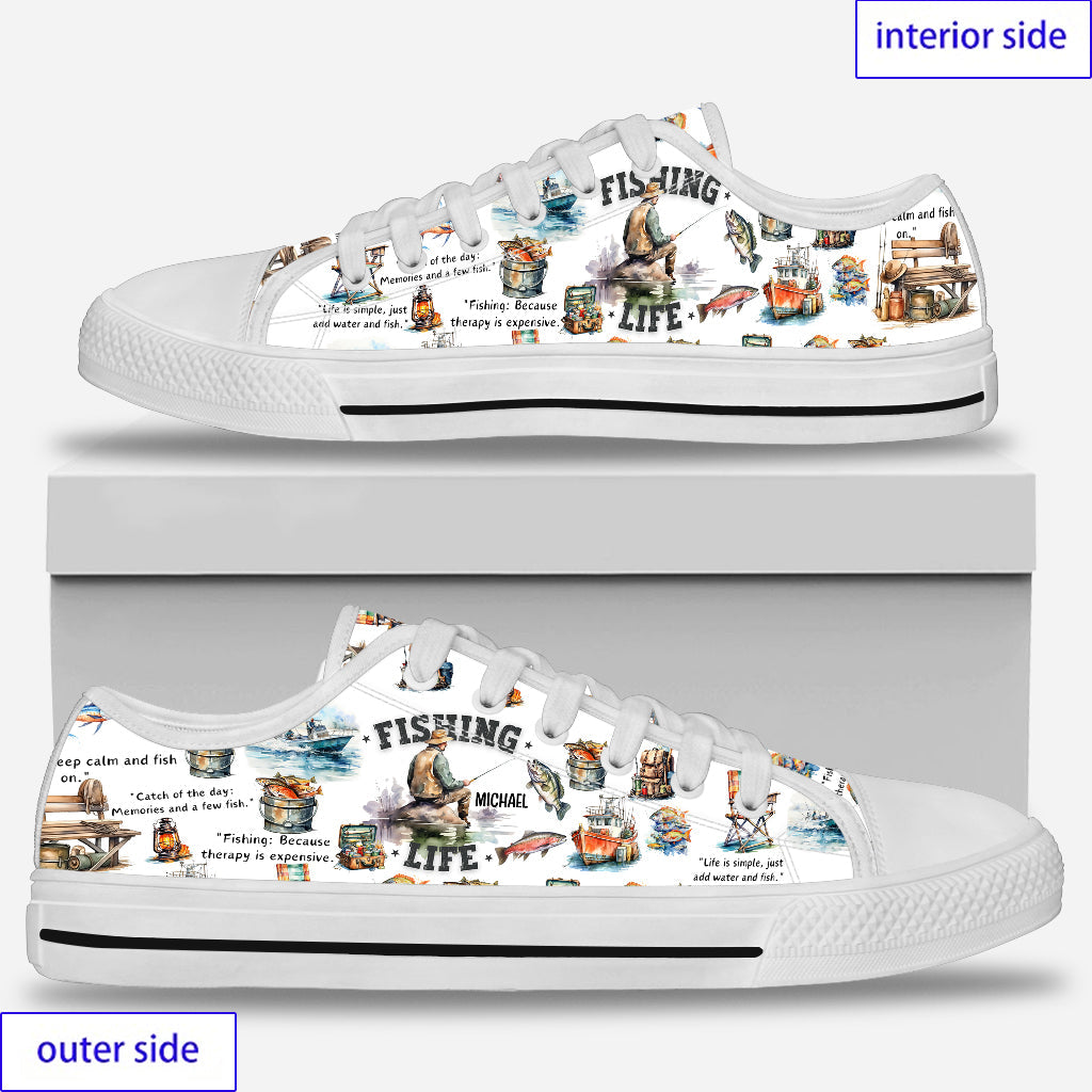 Love Fishing - Personalized Fishing Low Top Shoes