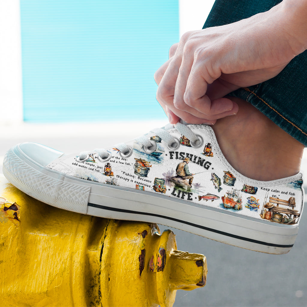 Love Fishing - Personalized Fishing Low Top Shoes