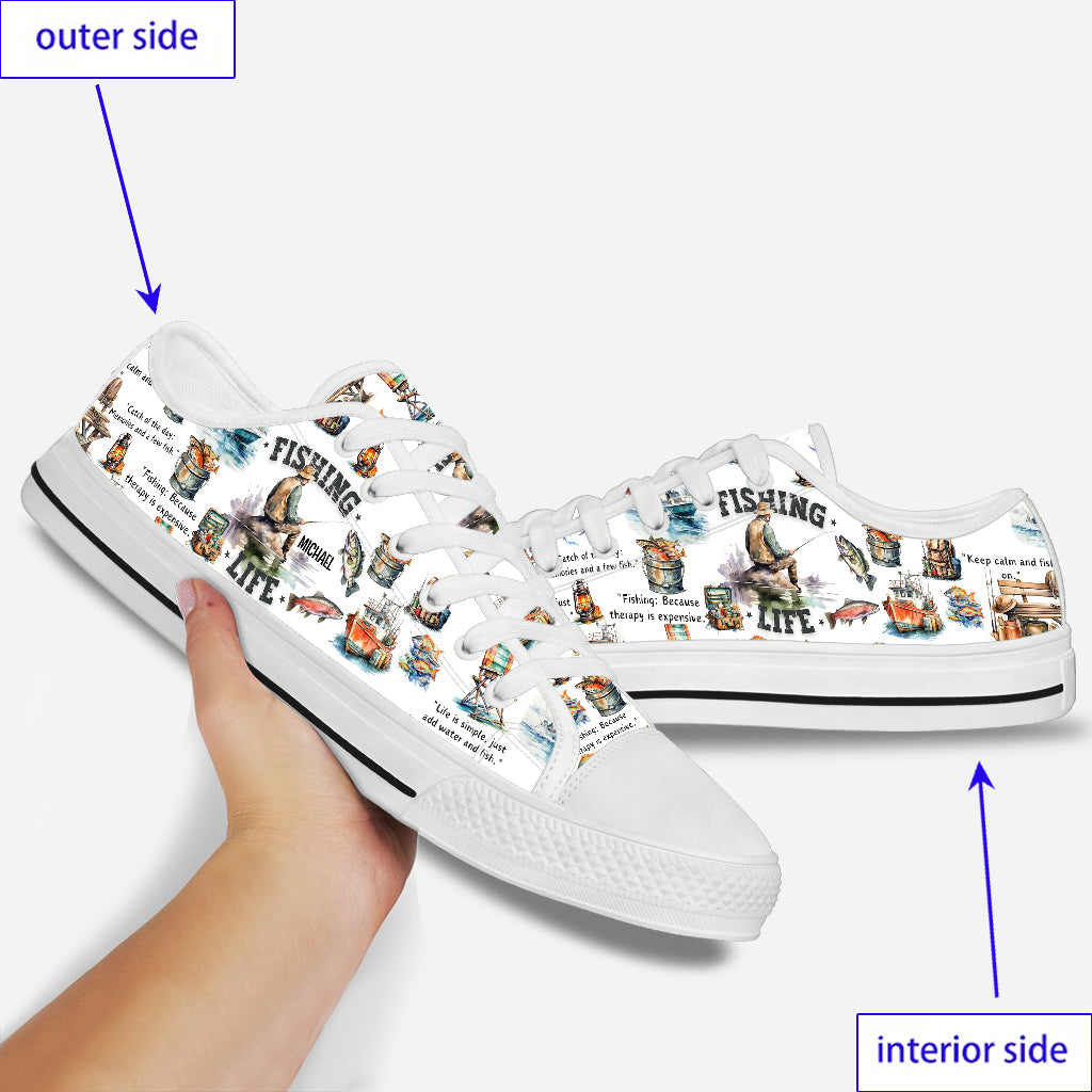 Love Fishing - Personalized Fishing Low Top Shoes