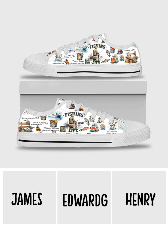 Love Fishing - Personalized Fishing Low Top Shoes