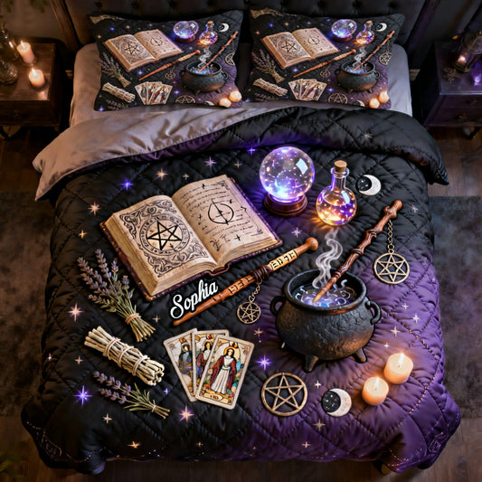 Witchcraft - Personalized Witch Quilt Set