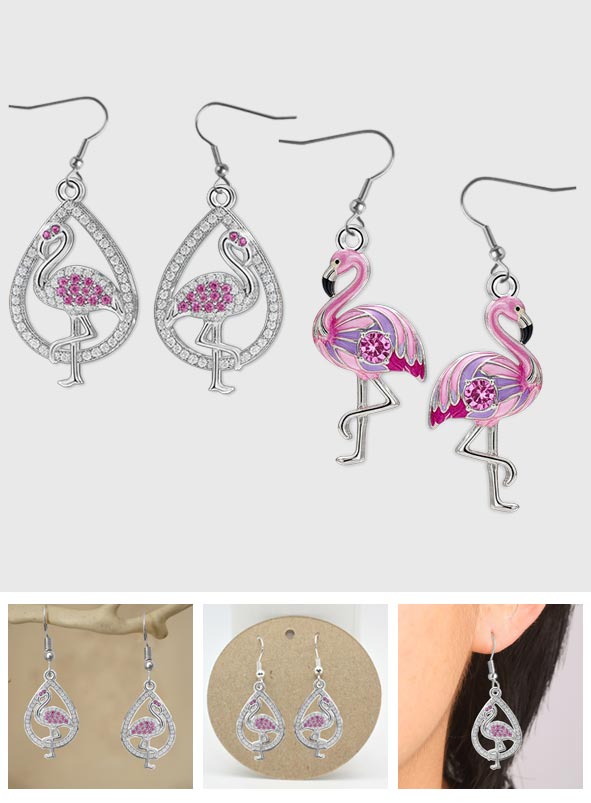 Juste une fille qui aime les flamants roses - Boucles d'oreilles flamant rose personnalisées