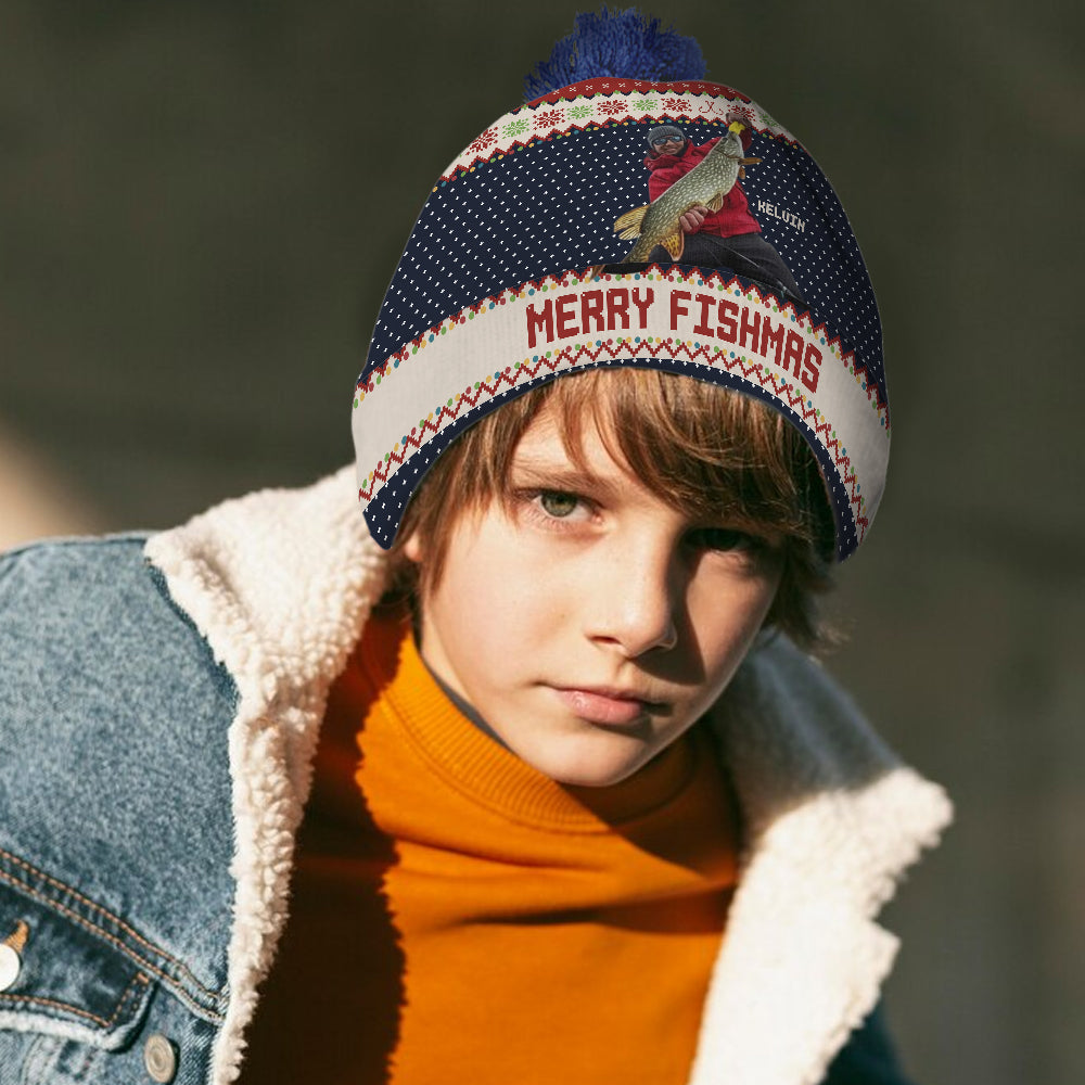 Merry Fishmas - Personalized Fishing Beanie Hat