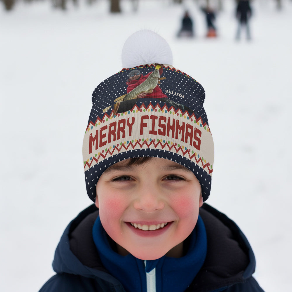 Merry Fishmas - Personalized Fishing Beanie Hat
