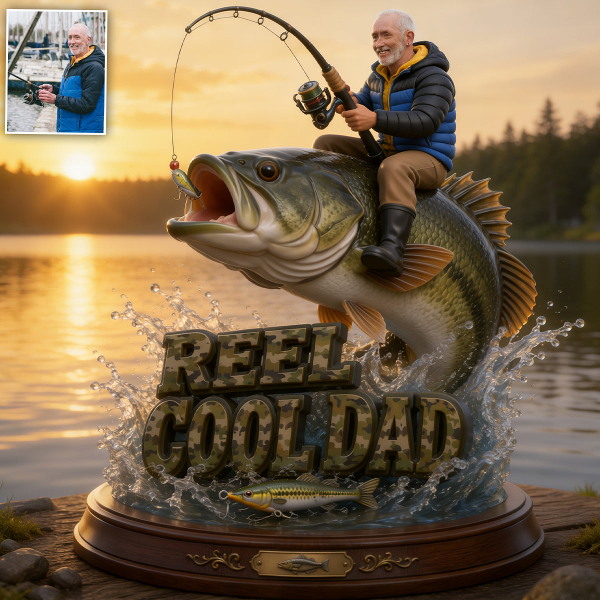 Super Papa Cool, Cadeau pour Papa Pêcheur - Plaque Acrylique Personnalisée