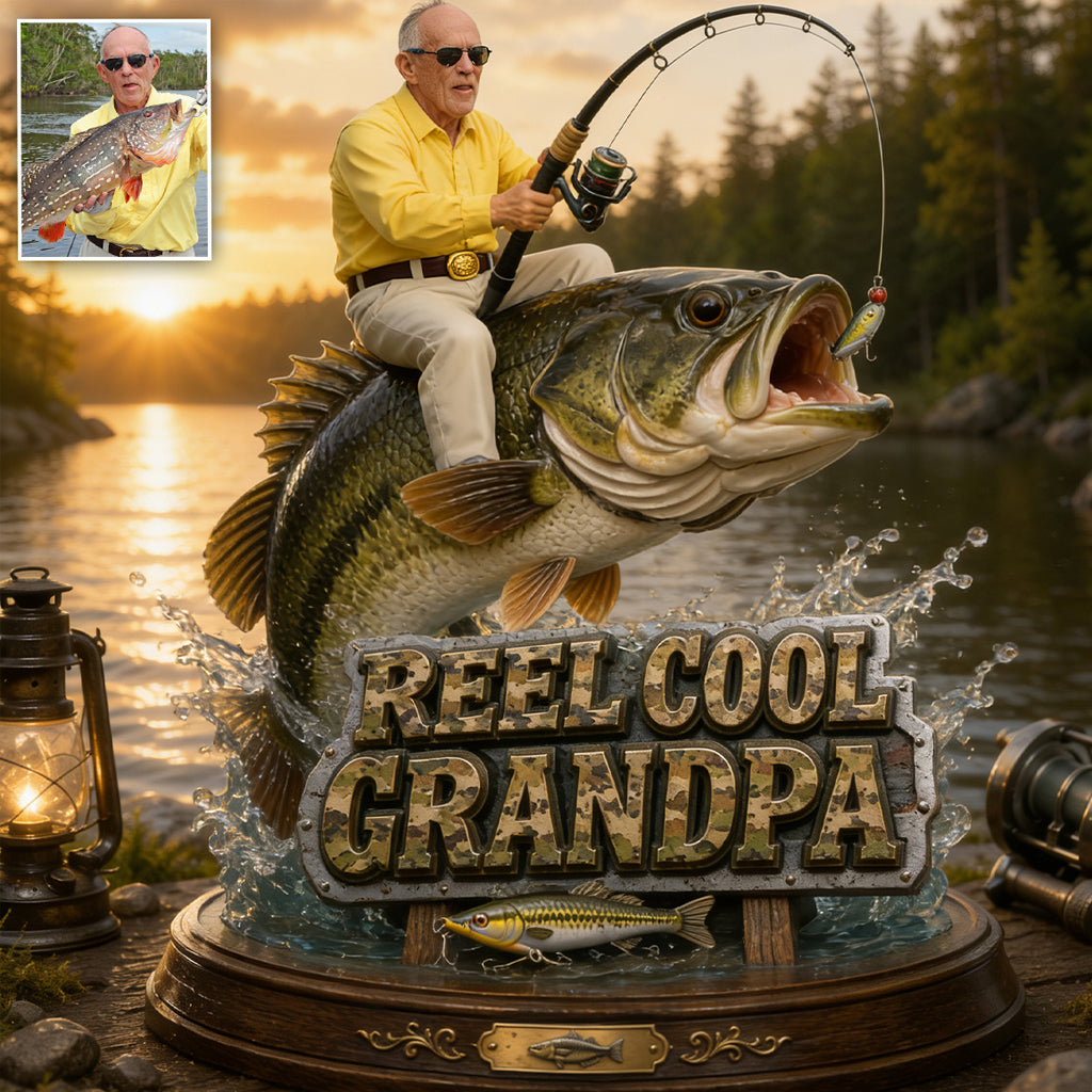 Super Papa Cool, Cadeau pour Papa Pêcheur - Plaque Acrylique Personnalisée