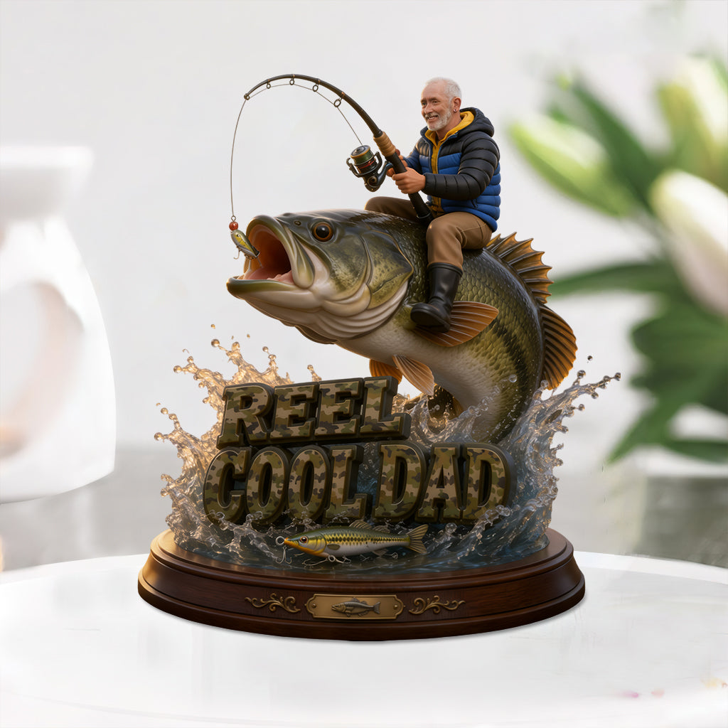 Super Papa Cool, Cadeau pour Papa Pêcheur - Plaque Acrylique Personnalisée