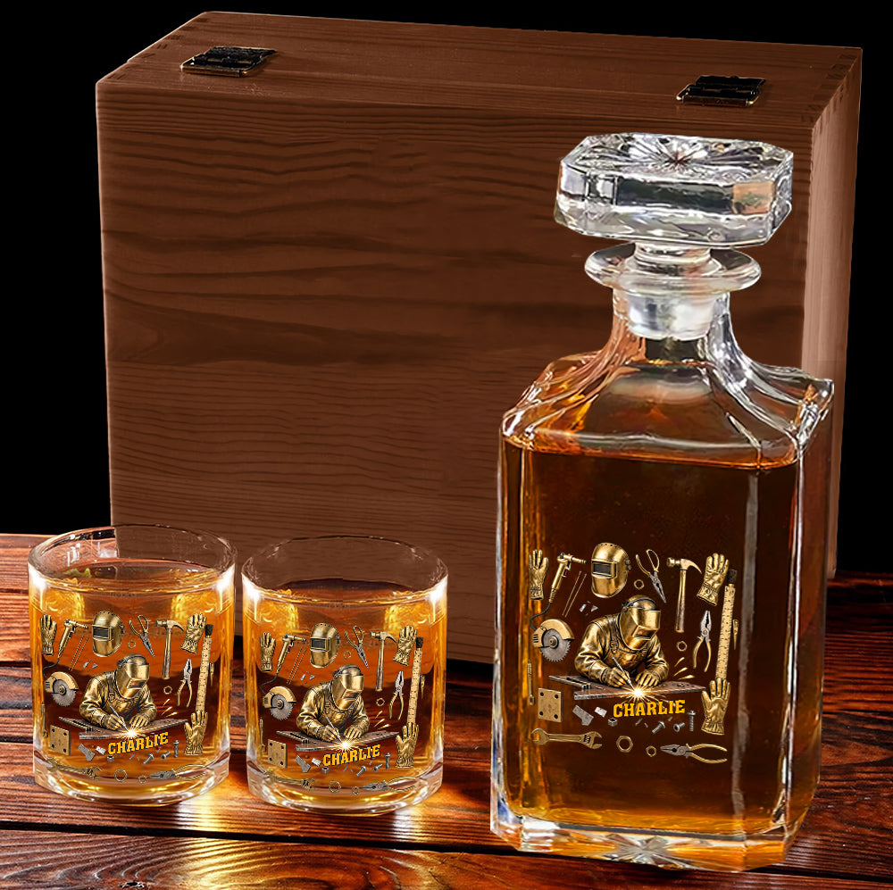 Strong Welder - Personalized Welder Whiskey Decanter Set