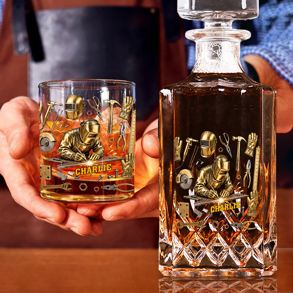 Strong Welder - Personalized Welder Whiskey Decanter Set