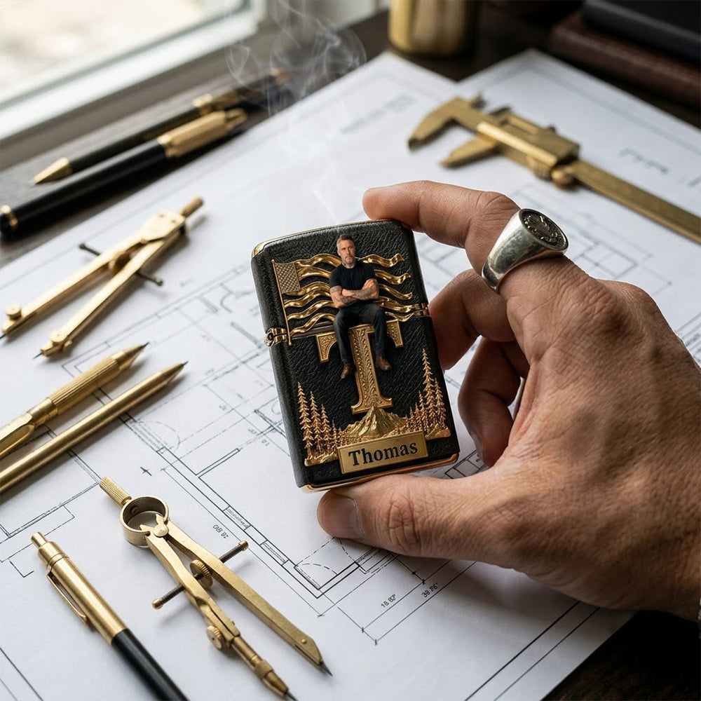 Custom Any Photo, Monogram Letter - Personalized Real Men Lighter