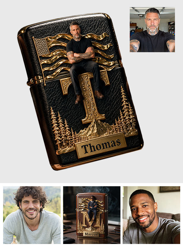 Custom Any Photo, Monogram Letter - Personalized Real Men Lighter