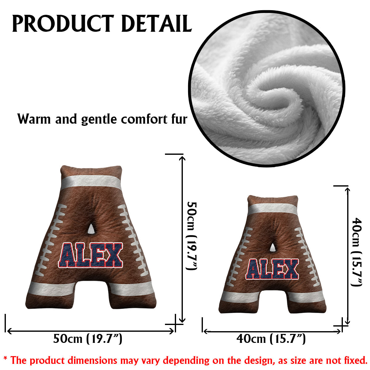 Football Initials Name Custom Alphabet - Personalized Football Faux Fur Shaped Pillow