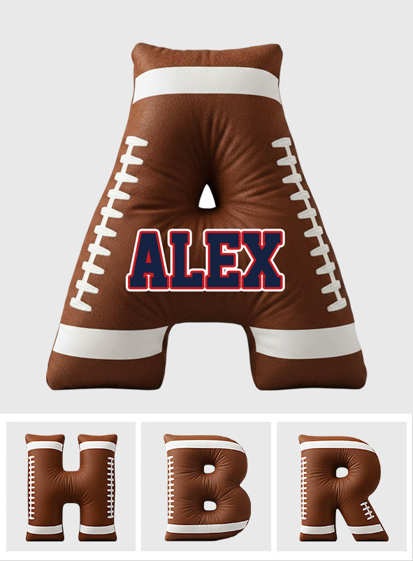 Football Initials Name Custom Alphabet - Personalized Football Faux Fur Shaped Pillow