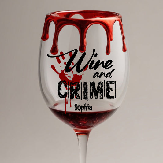 True Crime & Wine - Verre à vin personnalisé True Crime avec longue tige