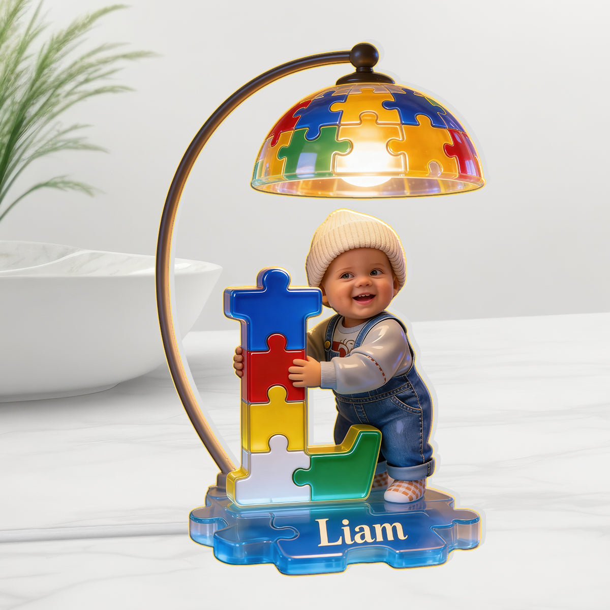 Autism Letter - Personalized Autism Awareness Acrylic LED Night Light