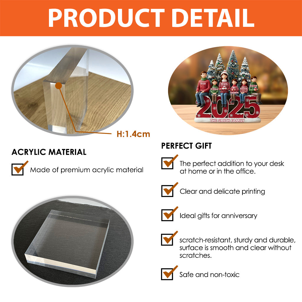 Merry Christmas - Personalized Family Custom Shaped Acrylic Plaque