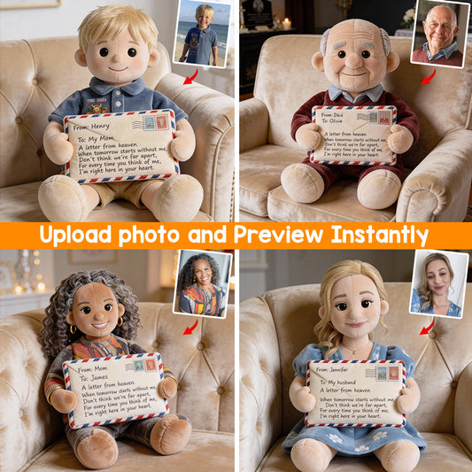 A Letter From Heaven - Personalized Memorial Faux Fur Shaped Pillow