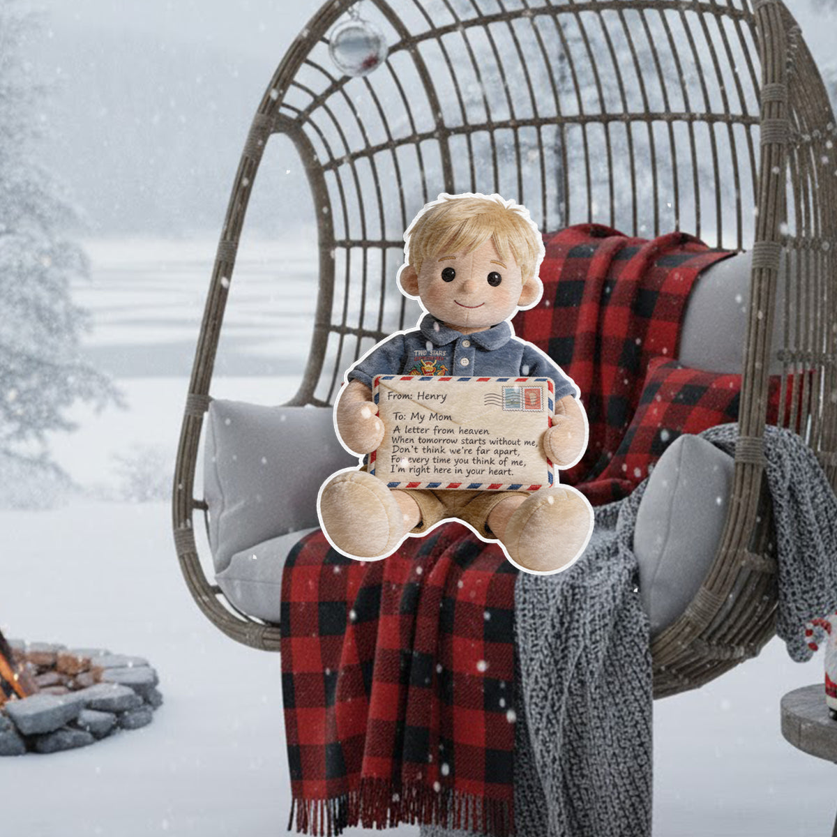 A Letter From Heaven - Personalized Memorial Faux Fur Shaped Pillow