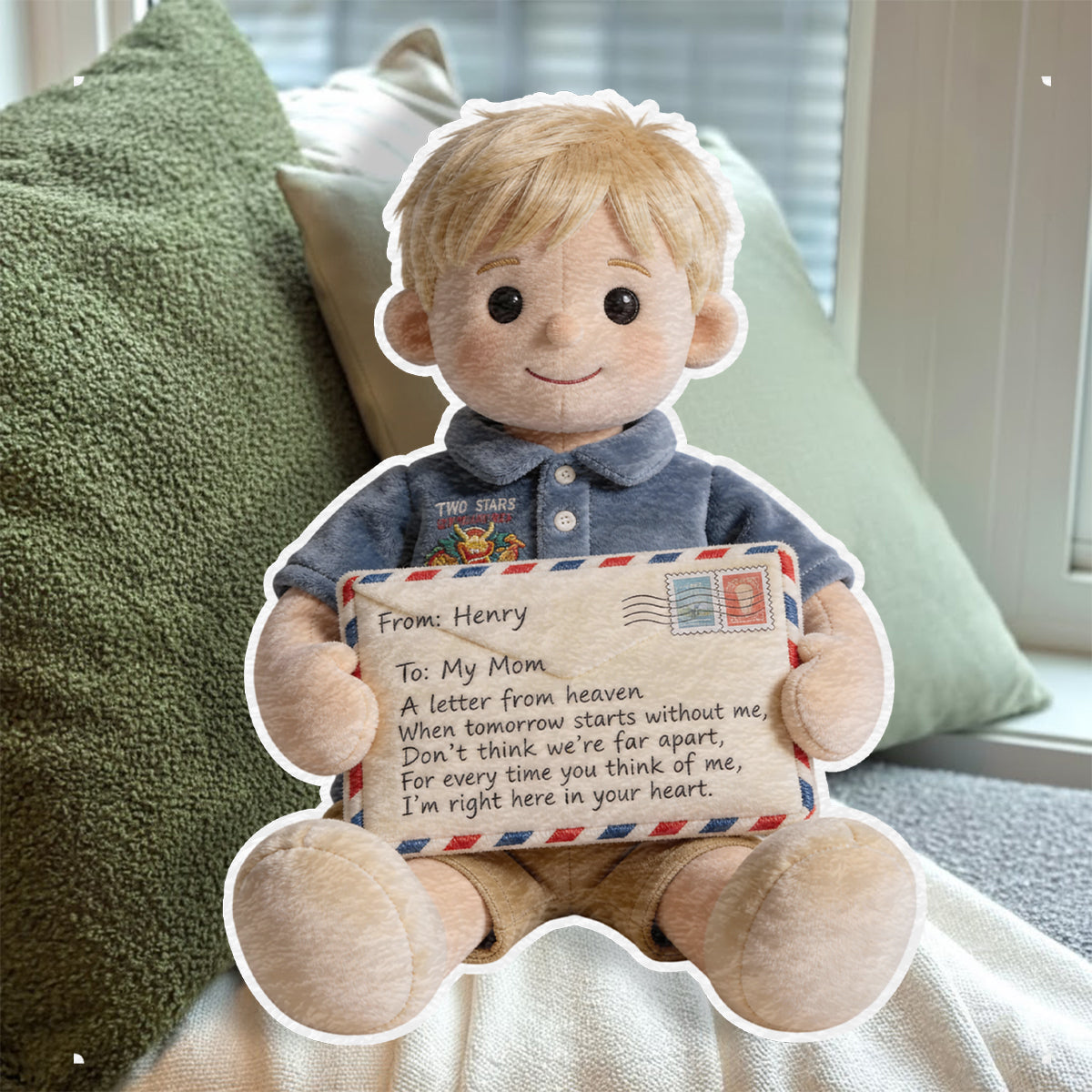 A Letter From Heaven - Personalized Memorial Faux Fur Shaped Pillow