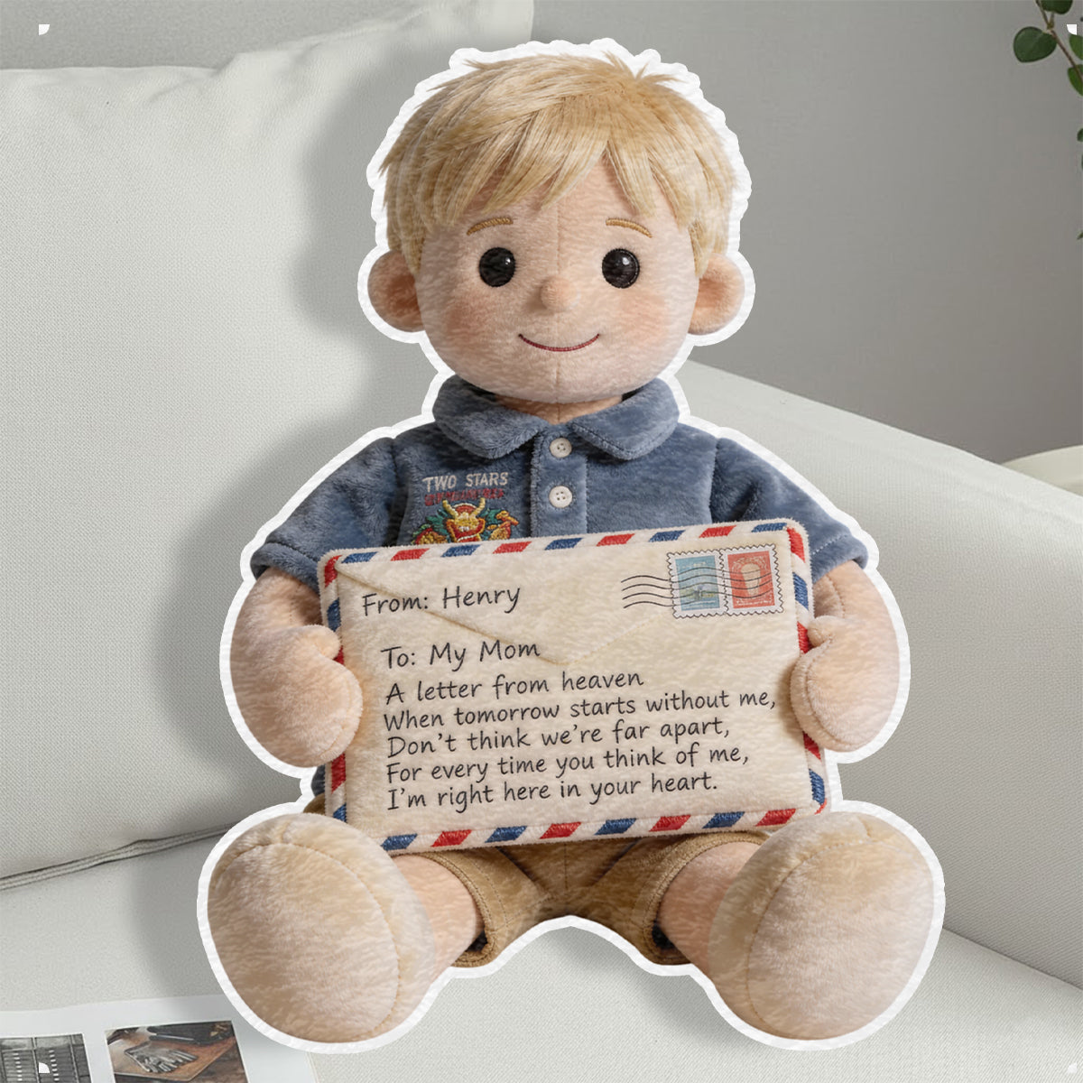 A Letter From Heaven - Personalized Memorial Faux Fur Shaped Pillow