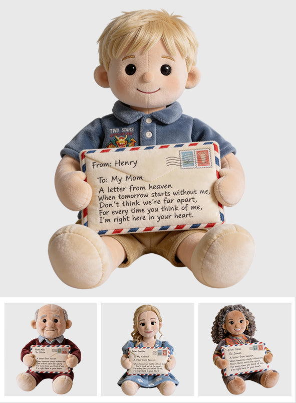 A Letter From Heaven - Personalized Memorial Faux Fur Shaped Pillow